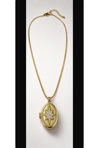 Stainless steelss MY UKA Jewelry Çelik Açılır Kapaklı Yıldız Detaylı Zirkon T...