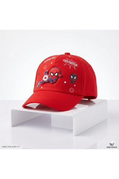 synshop Kırmızı Örümcek Erkek Çocuk Şapka Desenli 3D Dönen Rüzgar Gülü Ayarlı...
