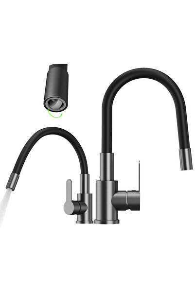 Granitan Baterie Bucatarie Grado Plus, Duza Flexibila 360°, Aerator Rotativ, ...