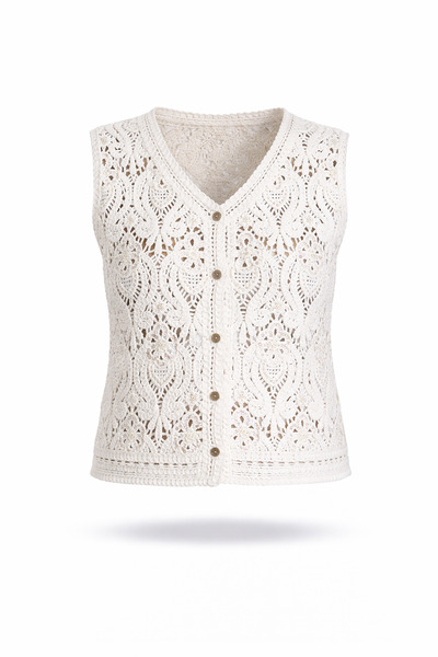 5in1Canpolat Beyaz Pullu Fisto Yelek 39646