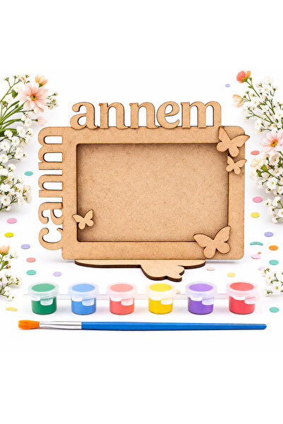 CARON CHOCOLATE Canım Annem Ahşap Fotoğraf Çerçevesi Kendin Boya Seti – Annel...