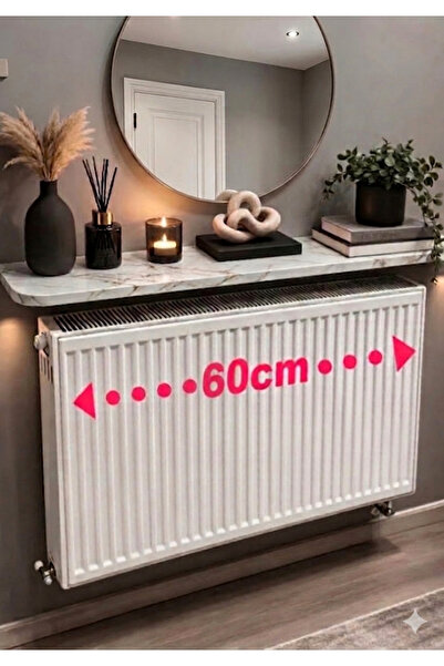 MZ Ahşap Beyaz Mermer Rengi Petek Üstü Raf 60 cm