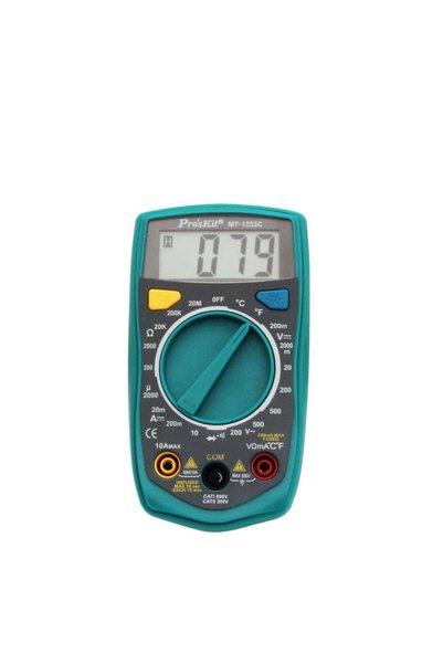 Proskit Ten, MT-1233C Dijital Multimetre | Sıcaklık Ölçer, AC/DC Volt & Akım Ölçüm Cihazı