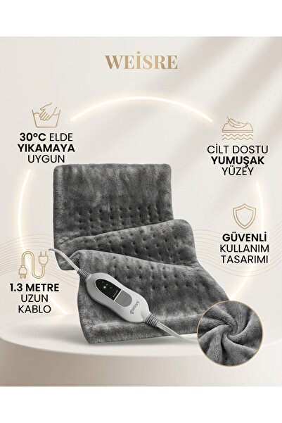 Weisre Elektrikli Isıtıcı Ped 60x30 cm Sıcak Kompres Bel Boyun Karın Ağrı Giderici Isı Pedi Sıcak Masaj
