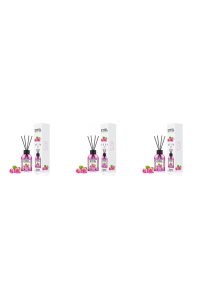 Eyfel Set 3x Odorizant de camera cu bete Eyfel, Trandafir, 120 ml