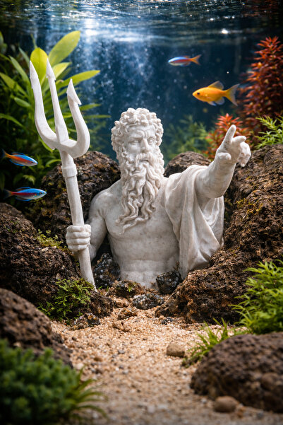 Poseidon Heykeli Akvaryum Dekoru