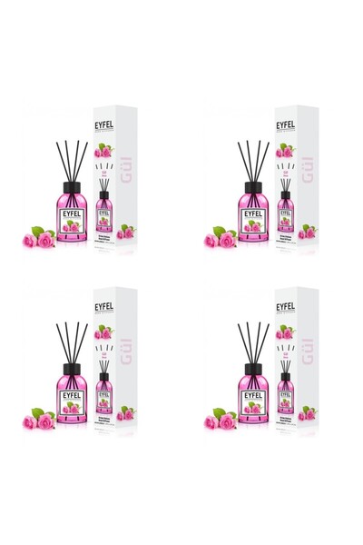 Eyfel Set 4x Odorizant de camera cu bete Eyfel, Trandafir, 120 ml