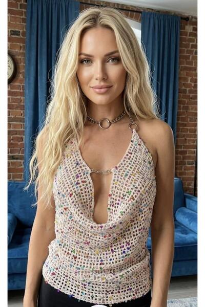 hobilanka πλεκτή στο χέρι γυναικεία μπλούζα