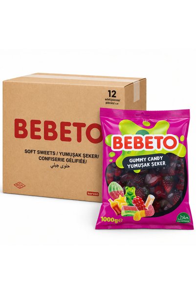 BEBETO جيليبون 12 عبوة 1 كجم فراولة