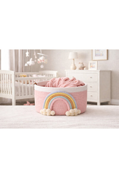 Berçak Home Gökkuşağı Detaylı Sepet 20x14 cm Çocuk Odası Oyuncak Düzenleyici ...