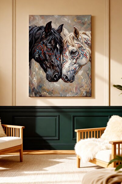 ART NEST DEKOR ETNİK AFRİKA DESENLİ ATLAR CANVAS TABLO