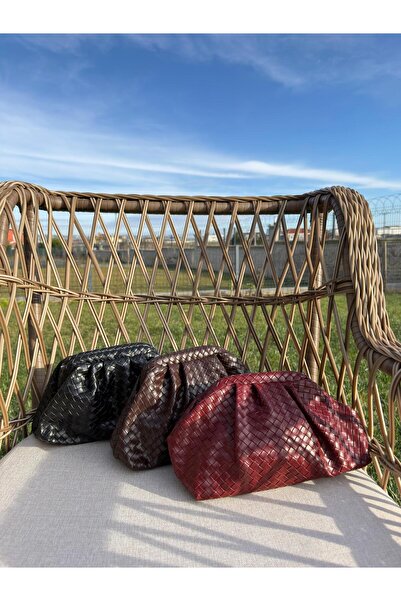 Butik Örgü Dokulu Clutch Çanta - Portföy ve Çapraz Askılı