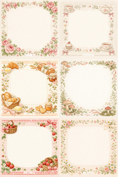 Mimu Art Studio Cottagecore Memo Pad Seti Çiçek Çay Saati Çilek Mantar Detayl...