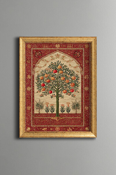 epiqart Hayat Ağacı Minyatür Sanatı – Vintage Desenli Çerçeve – İnce Model