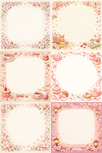 Mimu Art Studio Sakura Çiçekli Memo Pad Seti Kiraz Çiçeği Temalı 6lı Çek Kopa...
