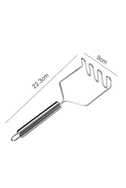 Kitchen Live Pratik 24 cm Lüks Paslanmaz Metal Patates Ezici | Patates Ezici Püre Yapıcı Sarımsak Ezici