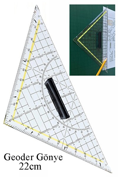 Artlantis Geoder Üçgen Cetvel 22 cm 1 Adet Geoderik Modelist Gemici Gönyesi G...