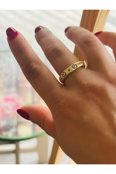 ACAR TAKI Steel Rings - Gold-colored - Natural Stone