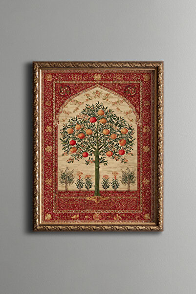 epiqart Hayat Ağacı Minyatür Sanatı – Vintage Desenli Çerçeve – İnce Model