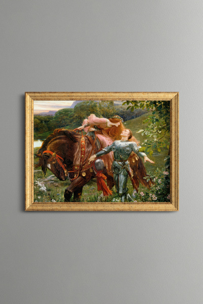 epiqart Şövalye ve Kadın – Vintage Desenli Çerçeve – İnce Model