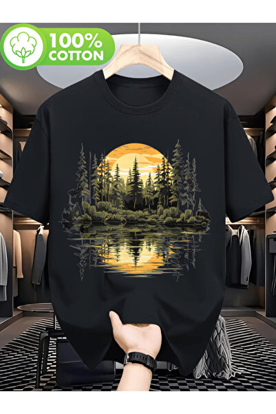 gencerco Tricou supradimensionat premium cu imprimeu Mr. Nature Reflection