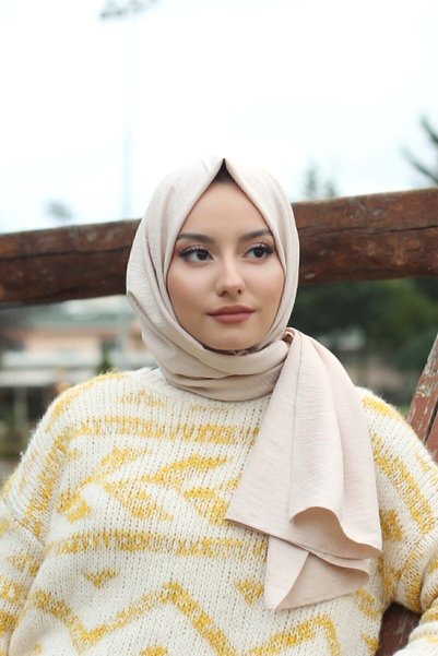 İSTANBULSTYLEMODA Hijab Cotton Kraş Jazz Shawl Model -stone