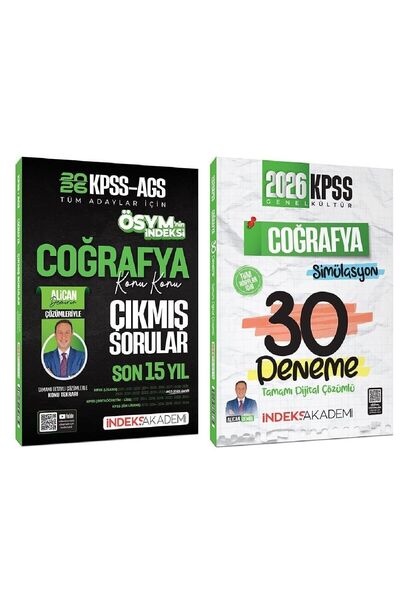 İndeks Akademi 2026 KPSS Coğrafya Çıkmış Sorular + 30 Deneme 2 li Set - Alica...