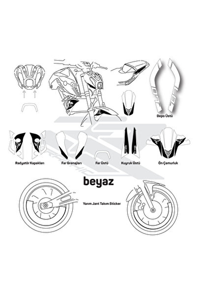 RR Graphic YAMAHA V3 STİCKER SET VE YARIM JANT ŞERİDİ