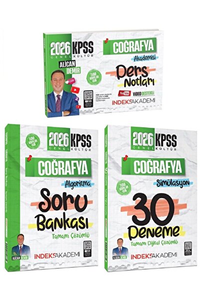 İndeks Akademi 2026 KPSS Coğrafya Ders Notları + Soru Bankası + 30 Deneme 3 l...
