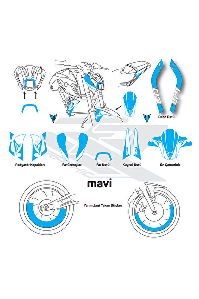 RR Graphic YAMAHA V3 STİCKER SET VE YARIM JANT ŞERİDİ