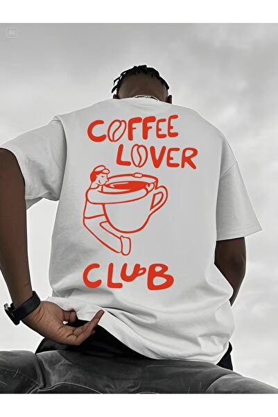 AEMİ Μπλουζάκι Unisex Coffee Lover Club με στάμπα και λαιμόκοψη ποδηλάτου σε ...