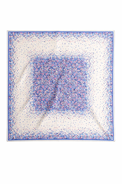 nergis collection Mavi Çerçeveli Çiçek Desenli 55x55 Fular – Mini Boyun Fular...