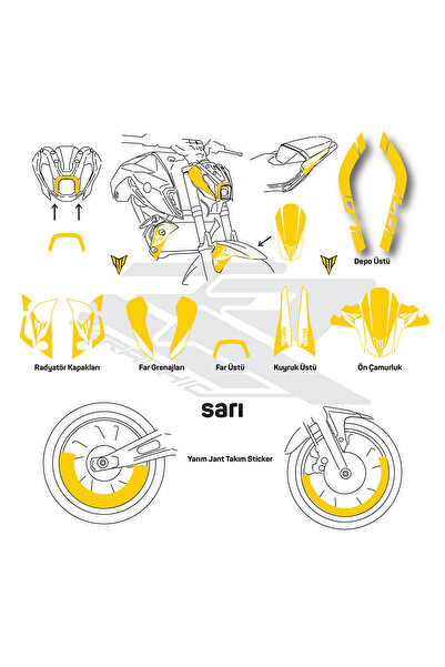 RR Graphic YAMAHA V3 STİCKER SET VE YARIM JANT ŞERİDİ