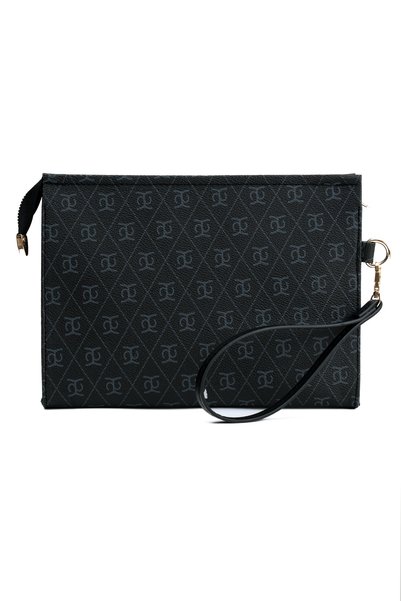 macsoo Women's Portfolio Handbag with Wrist Strap Stylish Portfolio Clutch Bag Black
