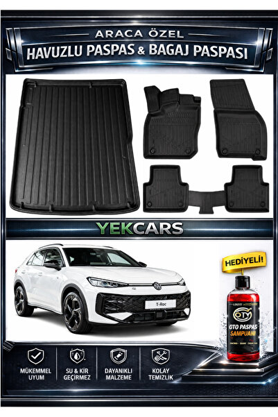 YEKCARS VOLKSWAGEN YENİ T-ROC 2026 MODEL 3D KOKUSUZ HAVUZLU PASPAS TAKIMI VE ...