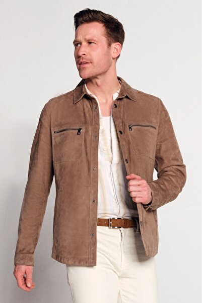 Derimod Kroos Erkek Vizon Süet Deri Gömlek Ceket 26SGD656710