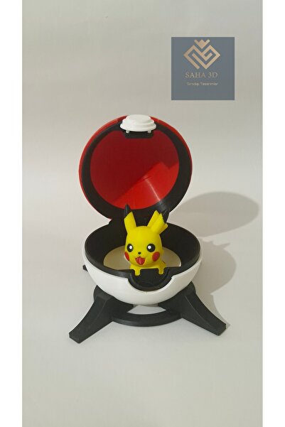 saha3d sıradışı tasarımlar Stantlı pokemon poke topu (pikachu hediyeli)