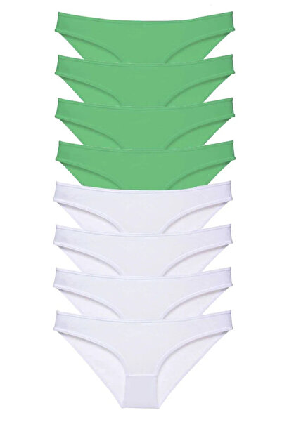 Mestore 8 Pieces Eco Set Lycra Women's Slip Panties Green White