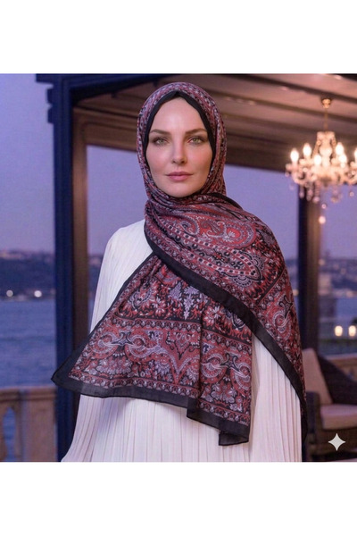 Nazellaa Ethnic Patterned Black Piping Soft Shawl