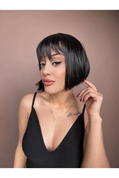 Suzan Peruk Medikal Gerçek Saç Dokusunda Fiber Peruk-Ense kısmı başa göre aya...