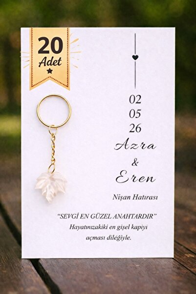 mihi hediyelik 20 Adet Çınar Yaprağı Anahtarlık - Nişan Hediye - Nikah Hediye...