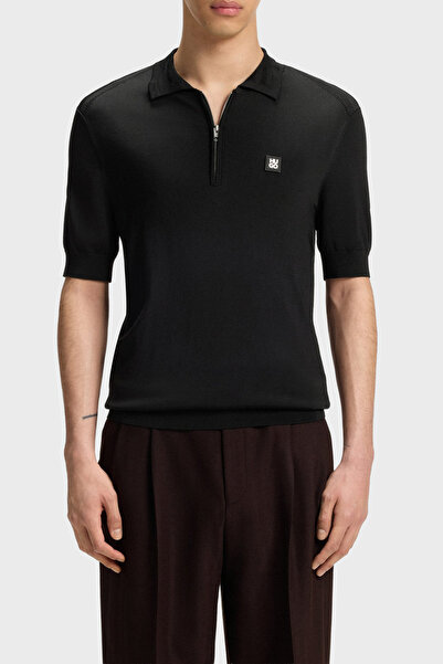 HUGO Logolu Regular Fit Kısa Kollu Fermuarlı Polo Erkek POLO 50542750 001