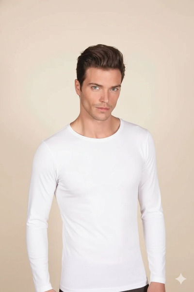 Berrak حذاء رجالي من الجيرسيه الليكرا بأكمام طويلة ورقبة دائرية 1025