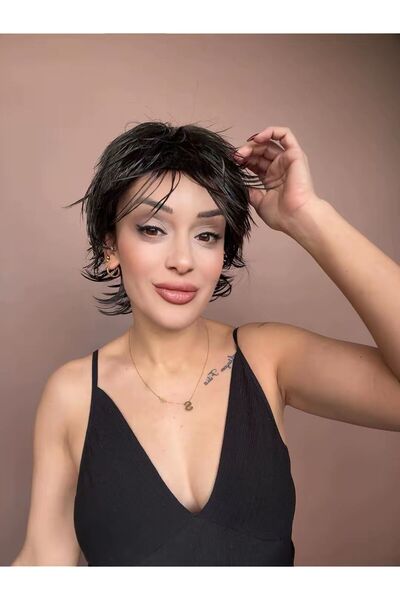 Suzan Peruk Medikal Gerçek Saç Dokusunda Fiber Peruk-Ense kısmı başa göre aya...
