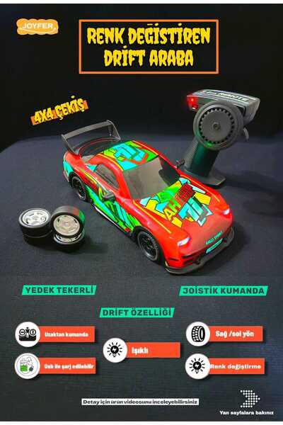 Joyfer Büyük Boy 4x4 Çekiş Renk Değiştirebilen Drift Atan Işıklı Uzaktan Kuma...