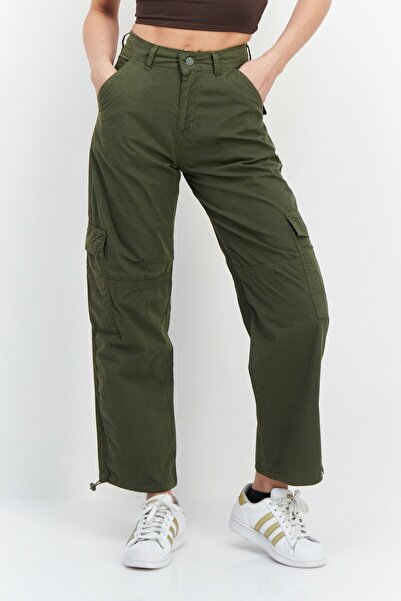 Don't Call Me Jennyfer Women Wide Leg Plain Cargo Pants, Olive