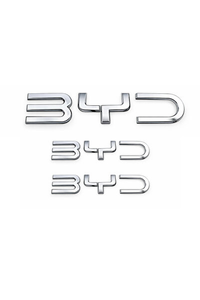 EDEXPORT مجموعة شعارات BYD مكونة من 3 قطع لحروف صندوق السيارة باللون الكروم و...