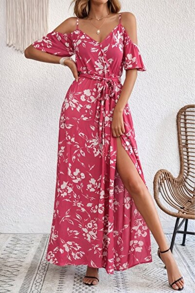 DRESSIFY WOMEN’S FASHION Γυναικείο φόρεμα με κοντό μανίκι, διπλό γιακά, σχισμ...