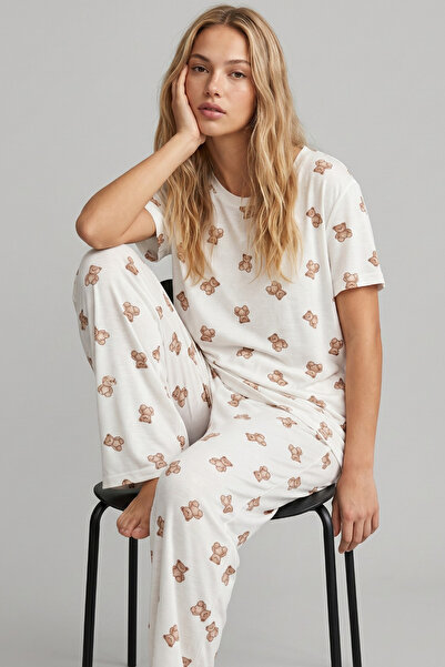 Siyah İnci Σετ Πιτζάμες Εποχιακής Χρήσης  "ΜΙΚΡΟ ΑΡΚΟΥΔΟ " με σχέδιο, Λεπτό κ...