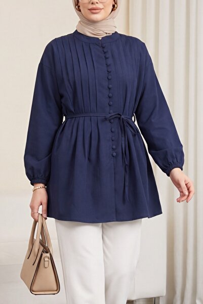 HİJABAYA Πουκάμισο από ποπλίνα με ζώνη, ελαστικά μανίκια, κουμπιά μπροστά και...